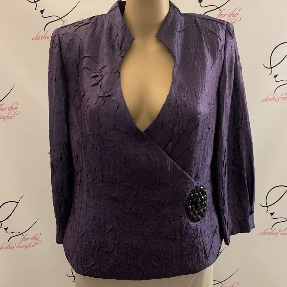 Expo New York. Size 12. Embellished Beaded Dressy Back Zip Jacket Top. B56